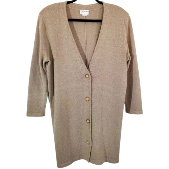 ROBERTA PINTO Cardigan Tan Designer Size Small Oversized - Picture 2 of 4